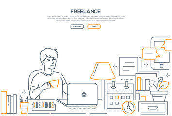Freelance - modern line design style web banner