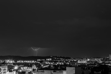 Fototapeta premium Lightning in Sabadell city, Barcelona, Spain