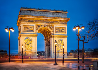 Arc de Triomphe im Winter, Paris, Frankreich - obrazy, fototapety, plakaty