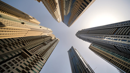 Fototapeta na wymiar Residential skyscraper in Dubai on a sunny day. UAE.