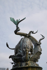 Fototapeta premium Copenhagen, Denmark - October 09, 2018 : View of the Dragon fountain