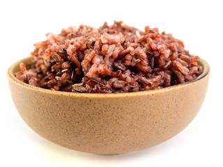 rown rice, riceberry organic food ,Healthy food eating concept.