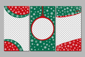 Editable Stories templates - xmas set. Streaming. Creative people collection. Winter, Christmas and New Year theme. Snowflakes and stars. Ratio 16:9