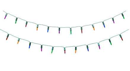 Collection string of christmas lights isolated on white background With clipping path