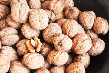 Walnut harvest. Candid.