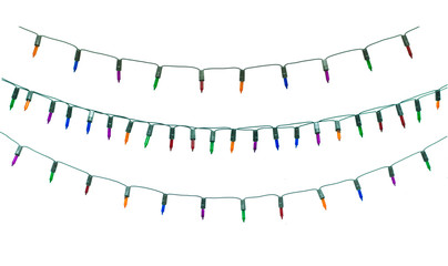 Collection string of christmas lights isolated on white background With clipping path