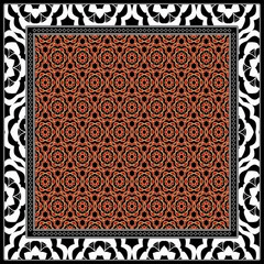 Design for square fashion print. For pocket, shawl, textile, bandanna. Geometric floral pattern. Vector illustration.