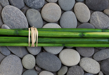 Obraz na płótnie Canvas Pebble And Bamboo Zen Style Background