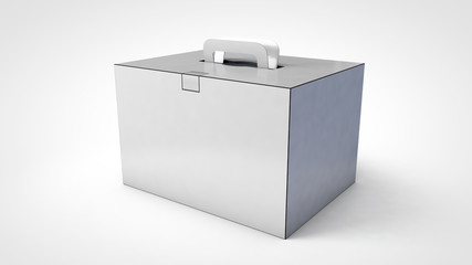 white handle box template isolated