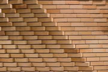 Diagonal and horizontal brick tile wall texture background.