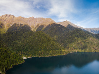 Naklejka na ściany i meble Aerial view of beautiful lake Ritsa