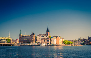 Fototapeta premium Riddarholmen island with Riddarholm Church spires, Stockholm, Sweden