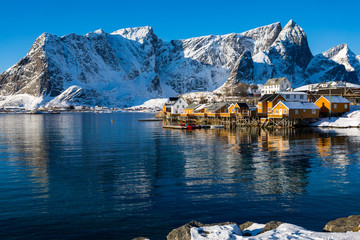 Winterlandschaft bei Sakrisoya auf den Lofoten