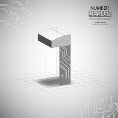 abstract number one three dimensional surface, template vector