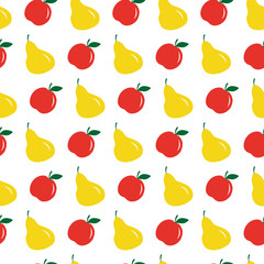 Vector seamless pattern with pear and apple. Eco food background. Can be used for restaurant or cafe menu, design banners, wrapping paper, print on clothes. EPS10.