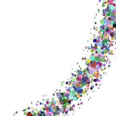 Abstract blank curved confetti background template with sprinkled circles - vector graphic