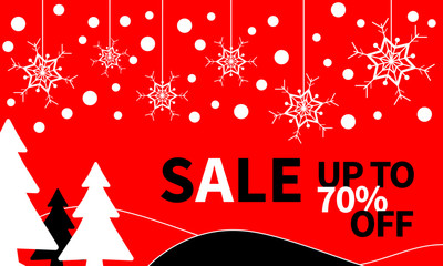 Sale banner with snowflake christmas background