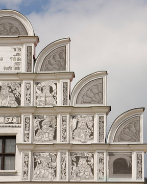 Facade from a Renaissance house in Telc, Czech Republic