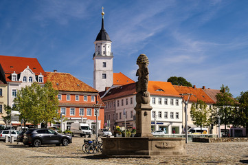 Europa, Deutschland, Sachsen, Landkreis Bautzen, Bischofswerda, Rathaus auf dem Marktplatz Altmarkt - 233591506