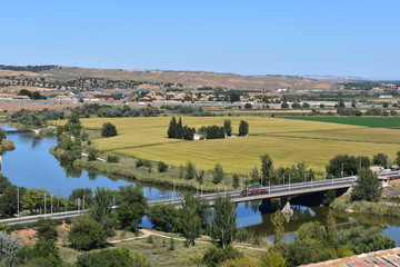 Fototapeta premium landscape with river and bridge