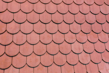 close up of red roof texture