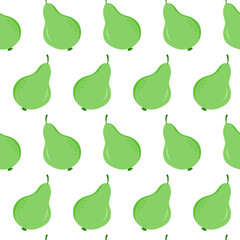 Fashion seamless pattern with green pear. Cute childish background. Can be used for restaurant or cafe menu, design banners, wrapping paper, print on clothes. Vector summer wallpaper.