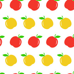 Vector seamless pattern with red and yellow apple. Eco food background. Can be used for restaurant or cafe menu, design banners, wrapping paper, print on clothes. EPS10.