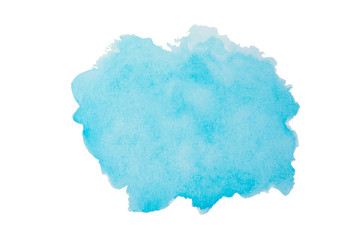 Sky blue watercolor background. Brush stroke shape isolated on white with clipping path
