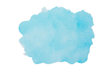 Sky blue watercolor background. Brush stroke shape isolated on white with clipping path