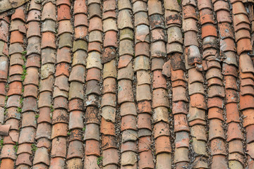 close up of red roof texture