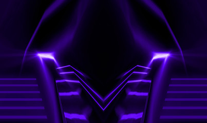 Dark abstract purple background. Neon light, rays, ultramarine in the dark.