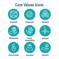 Core Values Outline / Line Icon Conveying Integrity - Purpose