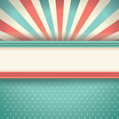 Vintage faded background. Retro stripes, dots and beams.