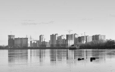 Fototapeta premium View of Neva River on the outskirts of St. Petersburg.