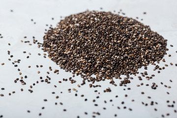 Healthy chia seeds on the table close-up