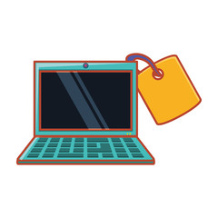 laptop computer with tag