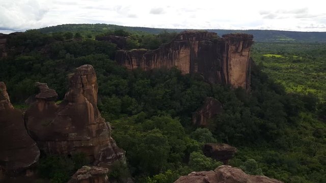 Pan from the scenery around arch of kamandjan in Siby Mali, Africa