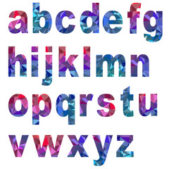 Alphabet, colorful bold letters with polygonal effect. 