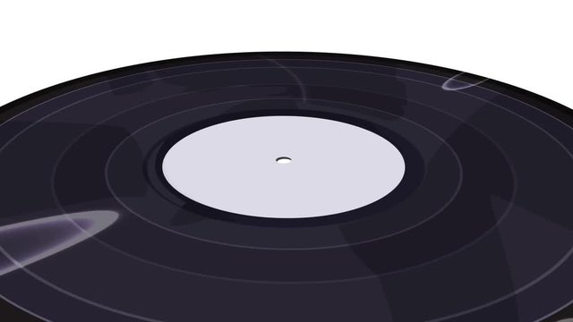 vinyl record spinning on a white background close-up