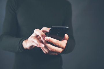man hand smart phone