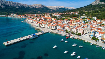 Fototapeta na wymiar Aerial View to Village Baska on Island KRK in Croatia