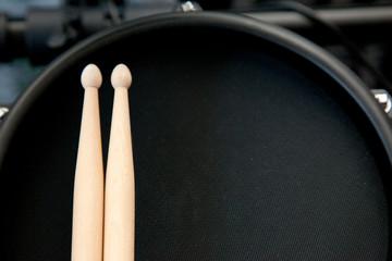 Top view snare and sticks