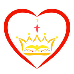 Crown with a bird and a cross in a frame in the shape of a heart
