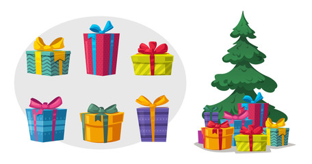 Beautiful Christmas tree. Cartoon vector illustration