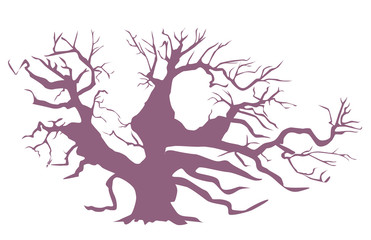 Brown silhouette of a big tree. Vector illustration