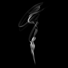 Delicate white cigarette smoke waves on black background.