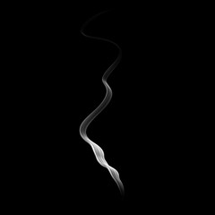 Delicate white cigarette smoke waves on black background.