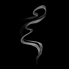 Delicate white cigarette smoke waves on black background.