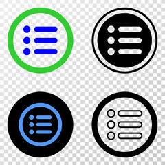 Rounded items EPS vector pictogram with contour, black and colored versions. Illustration style is flat iconic symbol on chess transparent background.