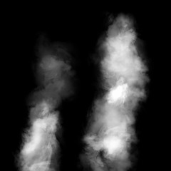 Delicate white smoke waves on black background.